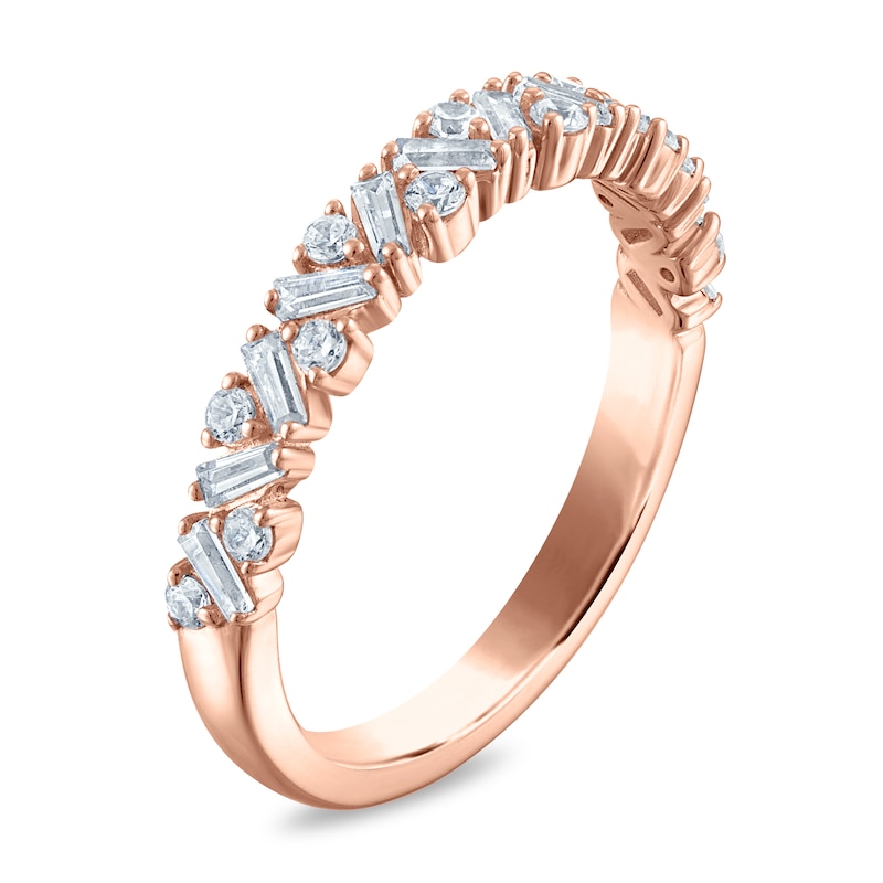 Main Image 2 of Vera Wang VOW Baguette & Round-Cut Diamond Wedding Band 1/2 ct tw 14K Rose Gold