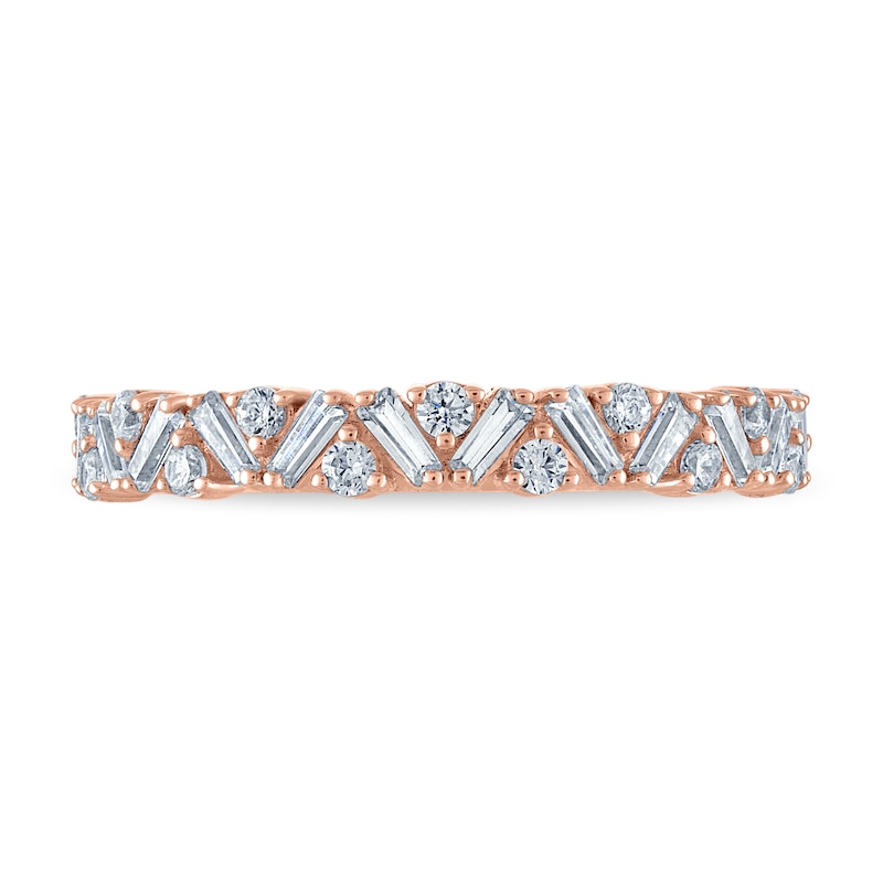 Main Image 3 of Vera Wang VOW Baguette & Round-Cut Diamond Wedding Band 1/2 ct tw 14K Rose Gold