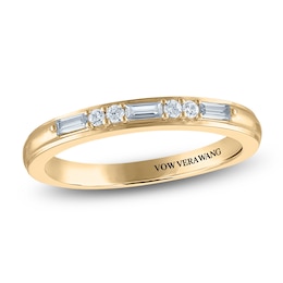 Vera Wang VOW Baguette & Round-Cut Diamond Wedding Band 1/5 ct tw 14K Yellow Gold