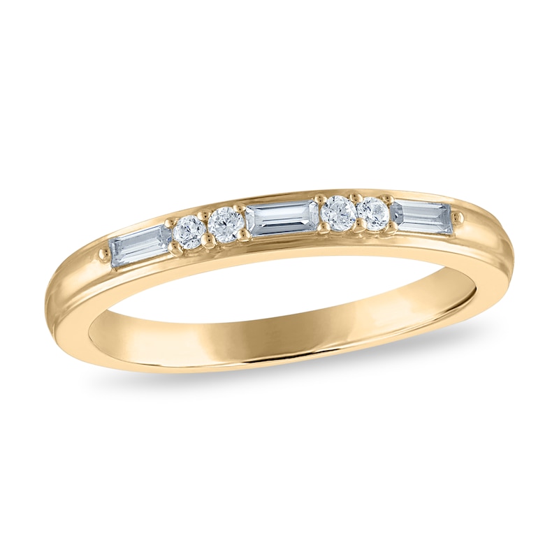 Main Image 1 of Vera Wang VOW Baguette & Round-Cut Diamond Wedding Band 1/5 ct tw 14K Yellow Gold