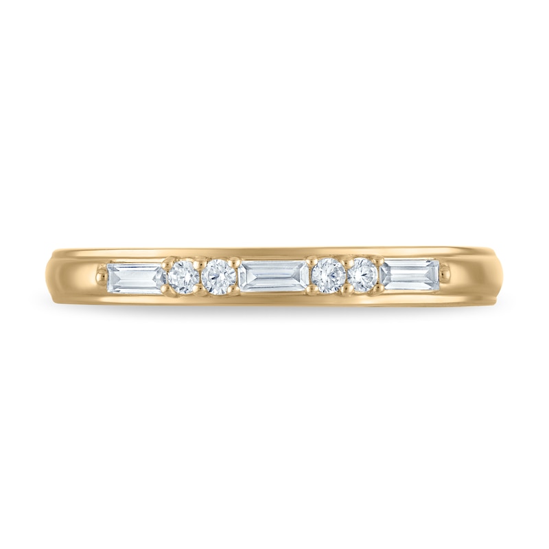 Main Image 3 of Vera Wang VOW Baguette & Round-Cut Diamond Wedding Band 1/5 ct tw 14K Yellow Gold