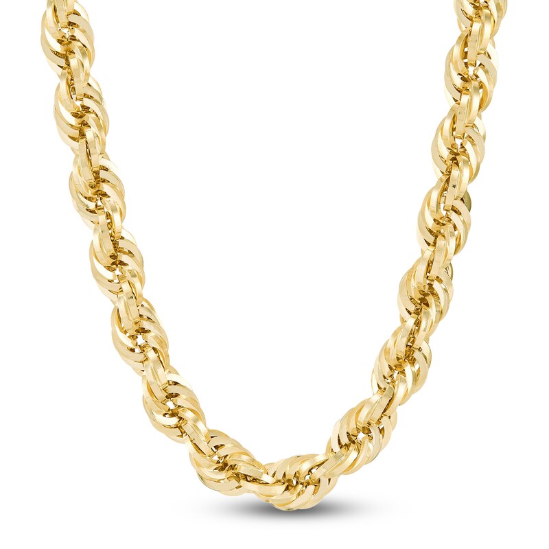 Main Image 1 of Glitter Rope Chain Necklace 10mm Solid 10K Yellow Gold 24"