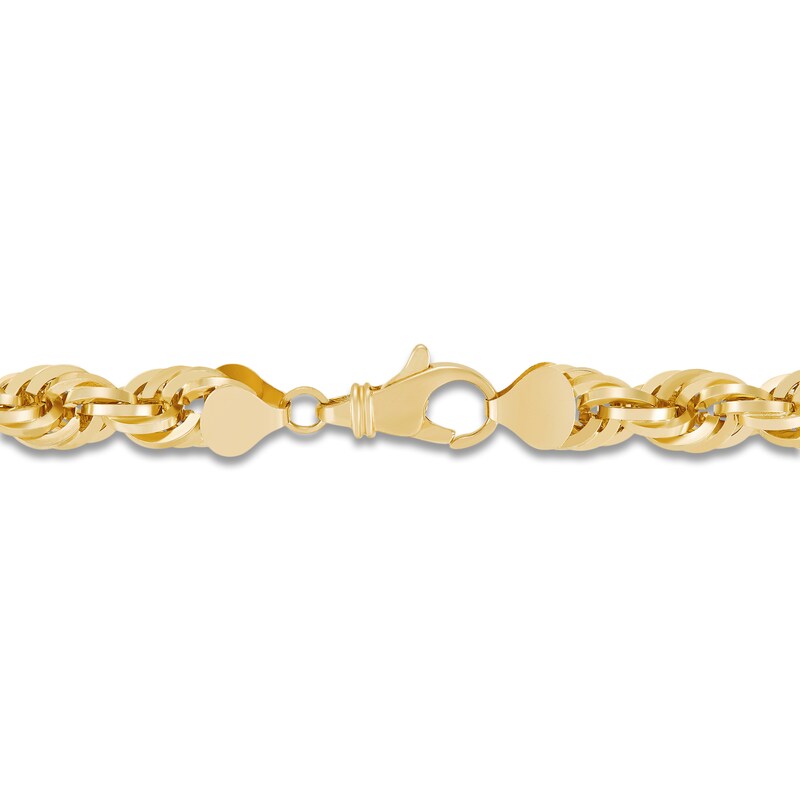 Main Image 2 of Glitter Rope Chain Necklace 10mm Solid 10K Yellow Gold 24"