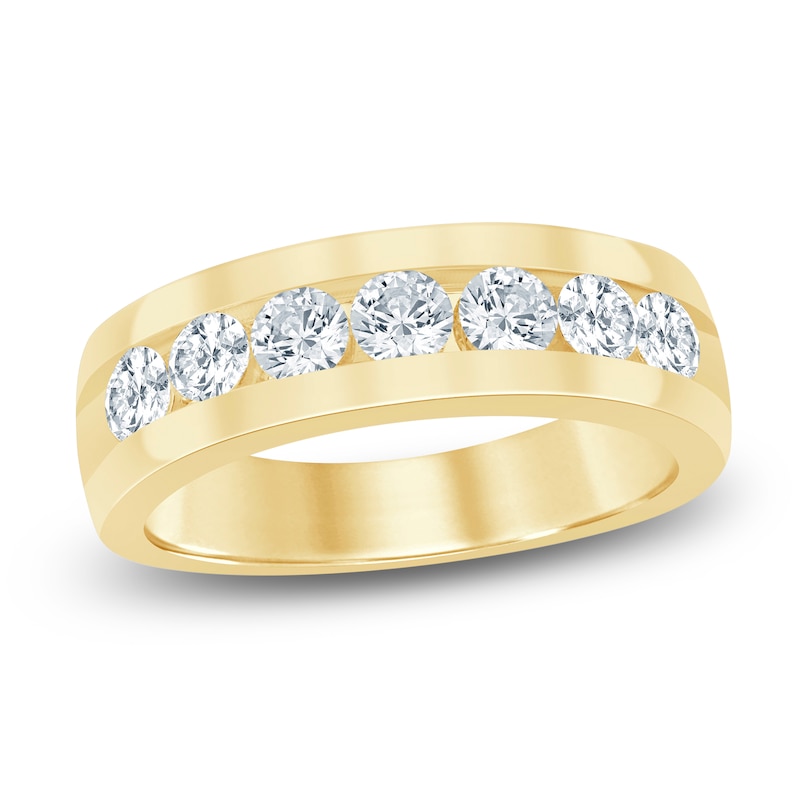 Main Image 1 of Men's Lab-Grown Diamond Seven-Stone Band 1-1/2 ct tw 14K Yellow Gold