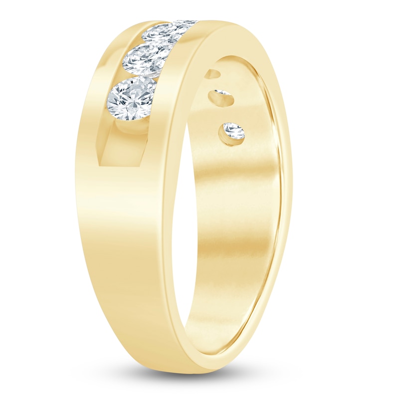 Main Image 2 of Men's Lab-Grown Diamond Seven-Stone Band 1-1/2 ct tw 14K Yellow Gold