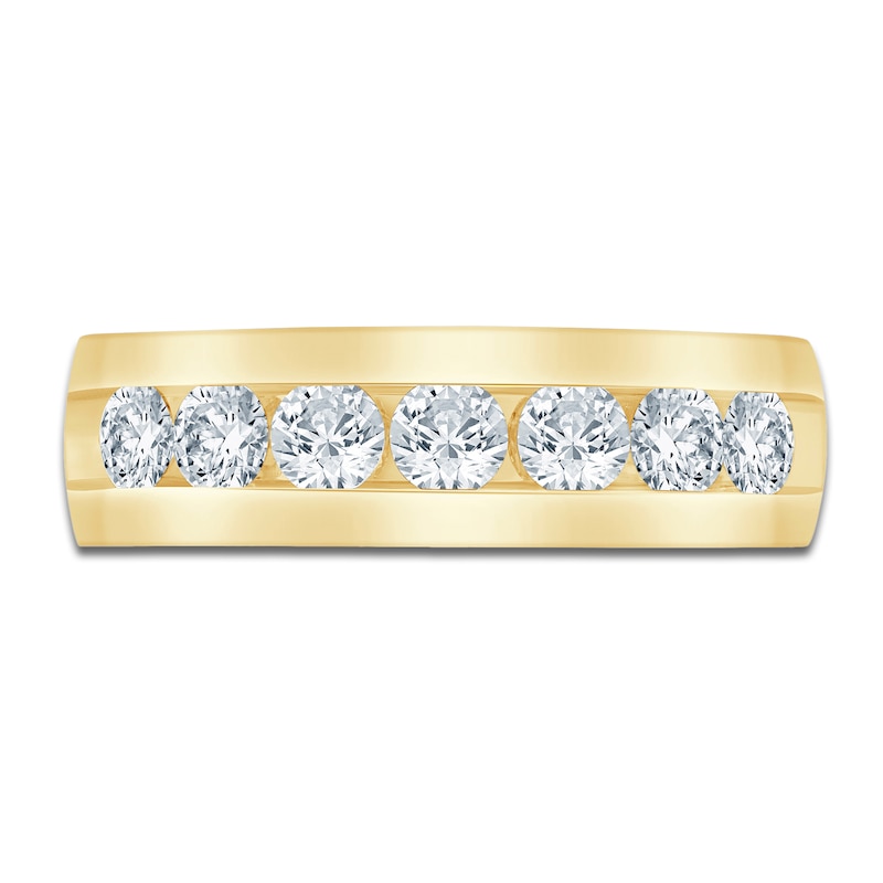 Main Image 3 of Men's Lab-Grown Diamond Seven-Stone Band 1-1/2 ct tw 14K Yellow Gold