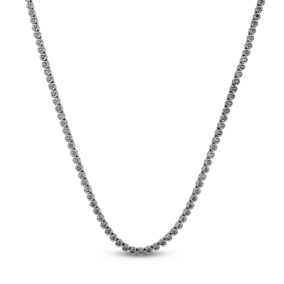 Men's Black Diamond Tennis Necklace 7 ct tw Black Rhodium-Plated Sterling Silver 22"