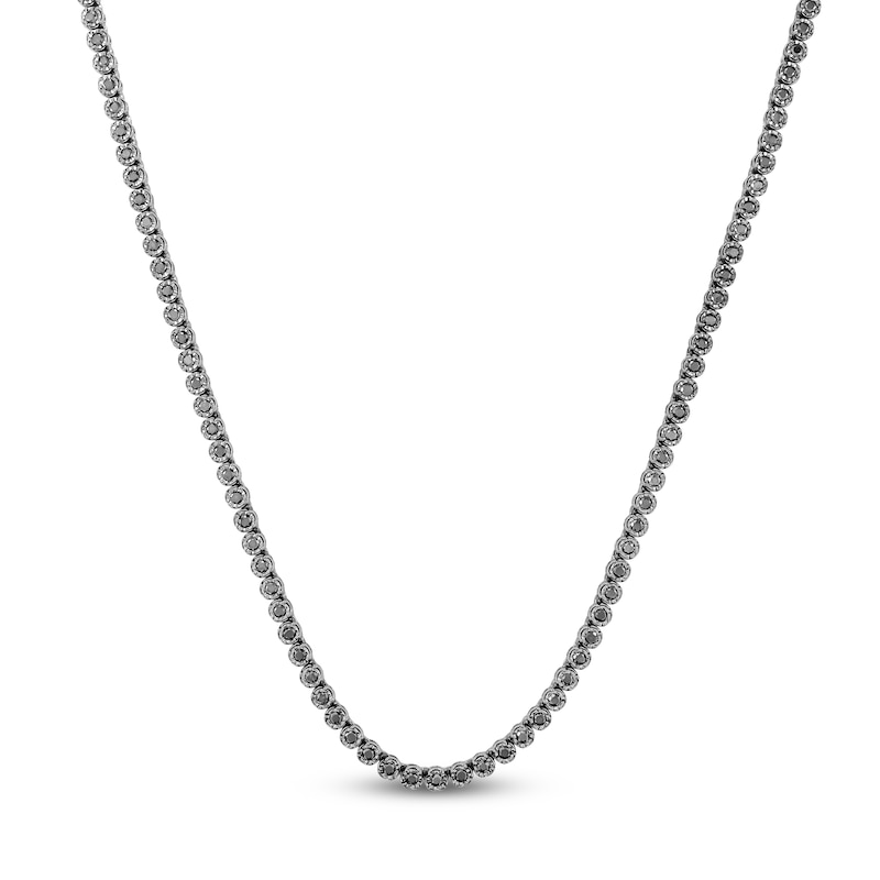 Main Image 1 of Men's Black Diamond Tennis Necklace 7 ct tw Black Rhodium-Plated Sterling Silver 22"