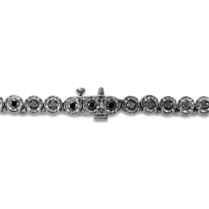 Main Image 2 of Men's Black Diamond Tennis Necklace 7 ct tw Black Rhodium-Plated Sterling Silver 22"