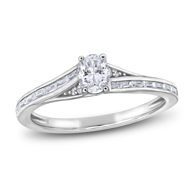 Main Image 1 of Brilliant Moments Oval-Cut Diamond Engagement Ring 1/2 ct tw 14K White Gold