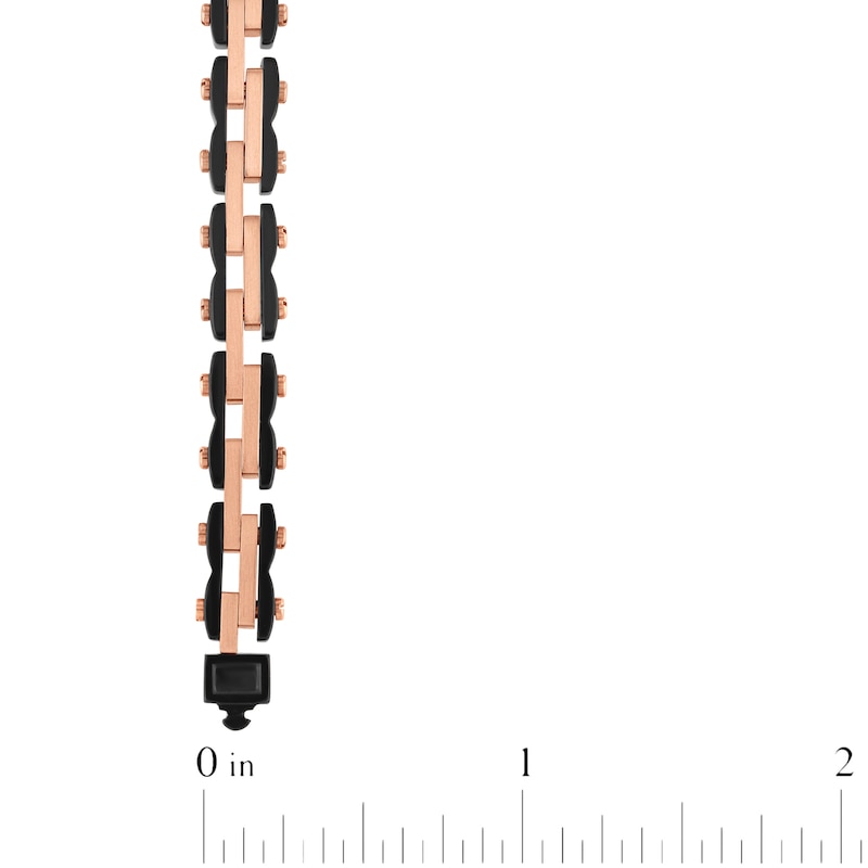 Main Image 3 of Men's Link Bracelet Black & Rose Ion-Plated Stainless Steel 8.5"