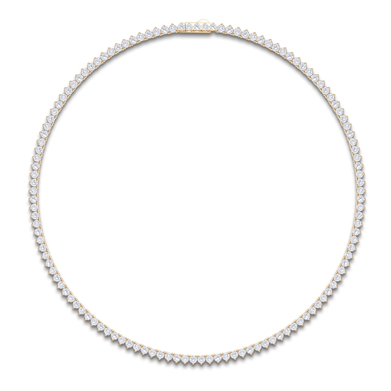 Main Image 1 of Lab-Grown Diamond Tennis Necklace 15 ct tw 14K Yellow Gold 17"