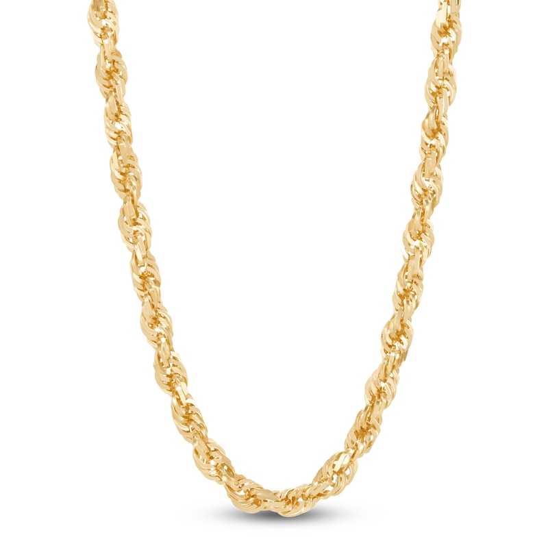 Main Image 1 of Glitter Rope Chain Necklace 3.3mm Solid 14K Yellow Gold 22"