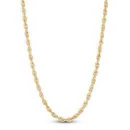 Glitter Rope Chain Necklace 2.4mm Solid 14K Yellow Gold 24"