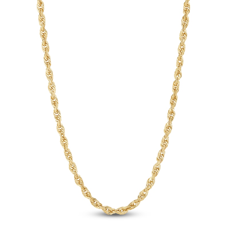 Main Image 1 of Glitter Rope Chain Necklace 2.4mm Solid 14K Yellow Gold 24"