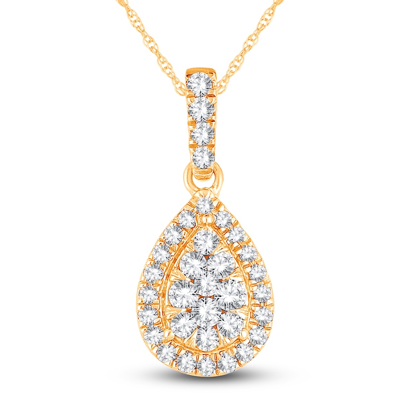 Main Image 1 of Diamond Pendant Necklace 1/4 ct tw Round 14K Yellow Gold 19"