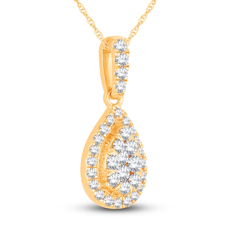 Main Image 2 of Diamond Pendant Necklace 1/4 ct tw Round 14K Yellow Gold 19"