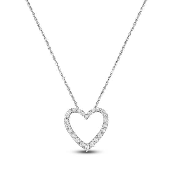 Jared Signature Lab-Grown Diamond Heart Outline Necklace 1/2 ct tw 14K White Gold 18"