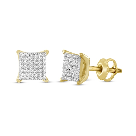 Men's Diamond Stud Earrings 1/4 ct tw Round 10K Yellow Gold
