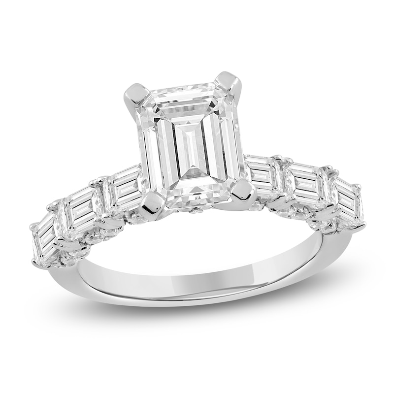 Main Image 1 of Emerald-Cut Lab-Grown Diamond Engagement Ring 4-1/2 ct tw 14K White Gold