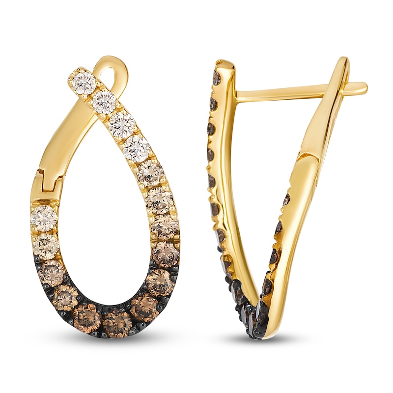 Main Image 1 of Le Vian Chocolate Ombré Diamond Teardrop Twist Earrings 7/8 ct tw 14K Honey Gold