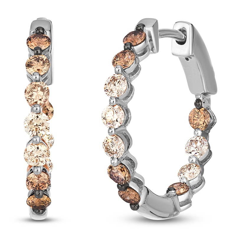 Main Image 2 of Le Vian Chocolate Ombré Diamond Inside-Out Hoop Earrings 1-1/6 ct tw 14K Vanilla Gold