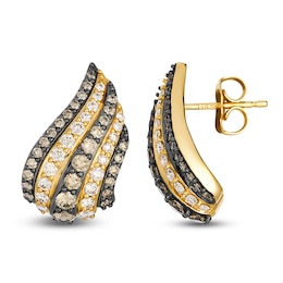 Le Vian Diamond Curved Stud Earrings 1-1/4 ct tw 14K Honey Gold