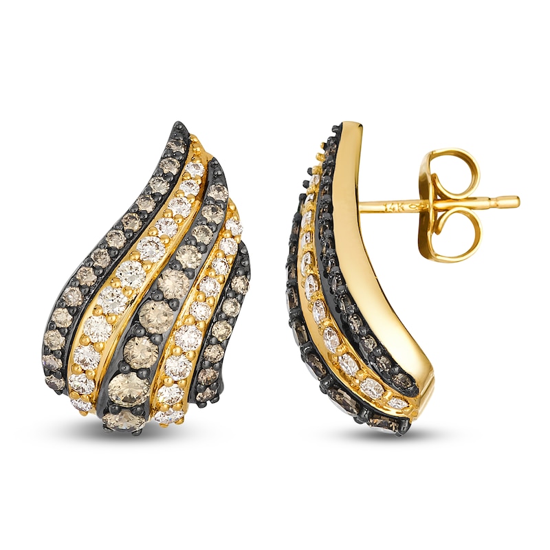 Main Image 1 of Le Vian Diamond Curved Stud Earrings 1-1/4 ct tw 14K Honey Gold