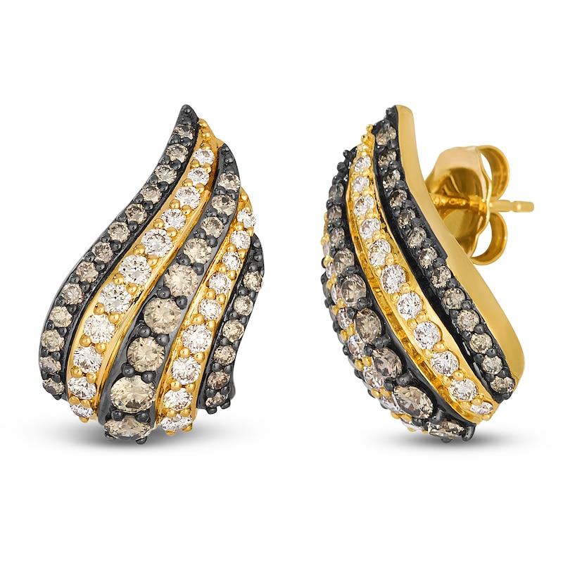 Main Image 2 of Le Vian Diamond Curved Stud Earrings 1-1/4 ct tw 14K Honey Gold