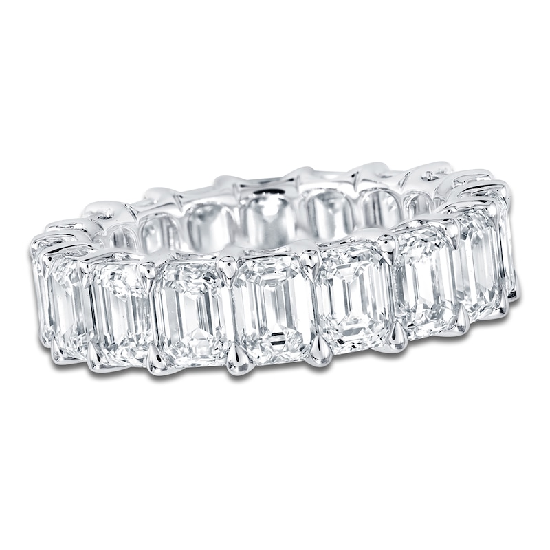 Main Image 1 of Certified Emerald-Cut Diamond Eternity Band 7-5/8 to 9-5/8 ct tw Platinum