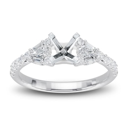 Certified Baguette, Pear & Round-Cut Diamond Engagement Ring Setting 1/2 ct tw 14K White Gold