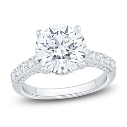 Round-Cut Lab-Grown Diamond Hidden Halo Engagement Ring 4-3/4 ct tw 14K White Gold