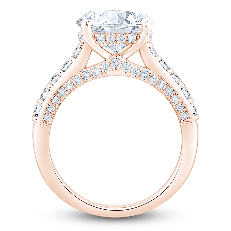 Main Image 2 of Round-Cut Lab-Grown Diamond Hidden Halo Engagement Ring 4-3/4 ct tw 14K Rose Gold