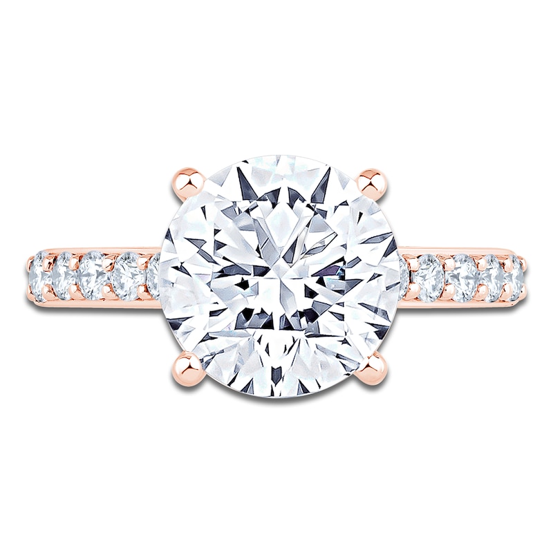 Main Image 3 of Round-Cut Lab-Grown Diamond Hidden Halo Engagement Ring 4-3/4 ct tw 14K Rose Gold