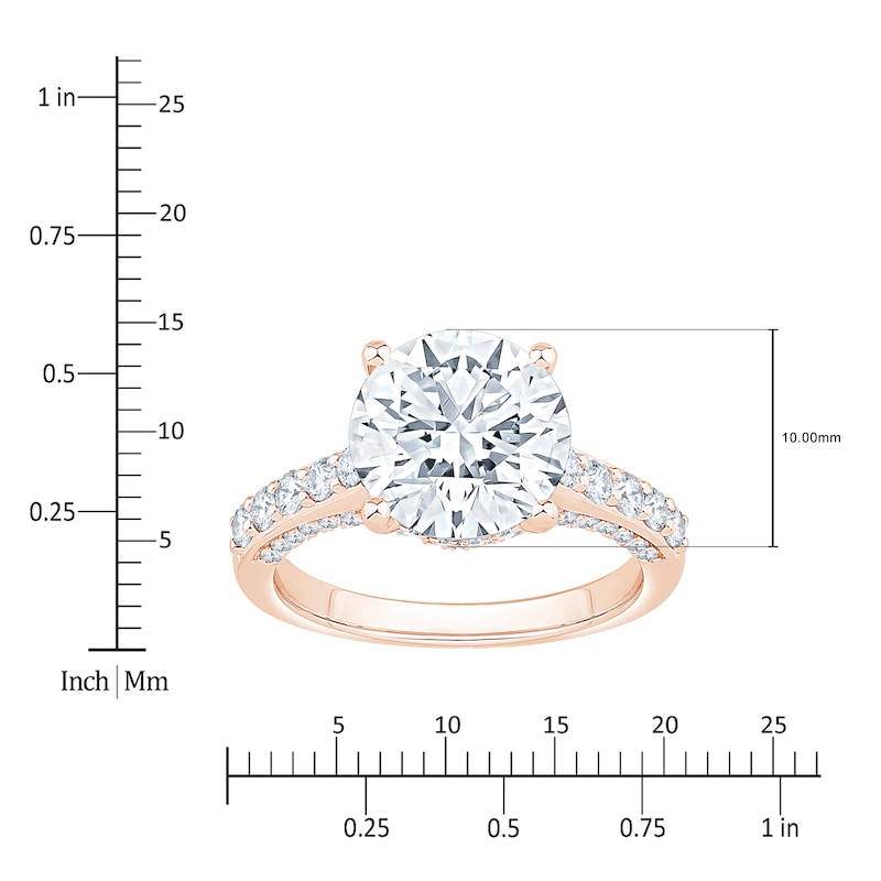 Main Image 4 of Round-Cut Lab-Grown Diamond Hidden Halo Engagement Ring 4-3/4 ct tw 14K Rose Gold