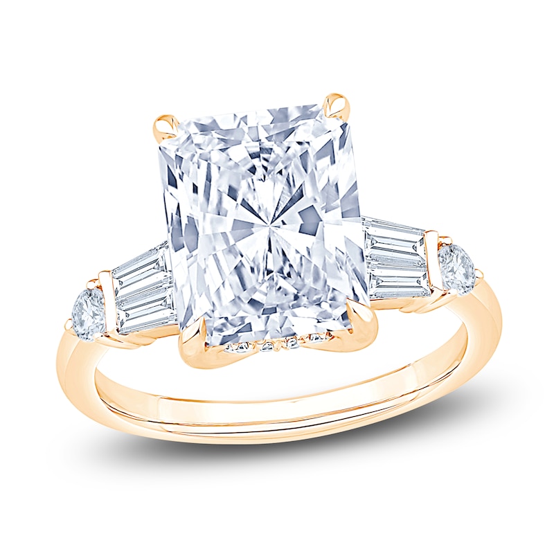 Main Image 1 of Radiant-Cut Lab-Grown Diamond Hidden Halo Engagement Ring 4-3/4 ct tw 14K Yellow Gold