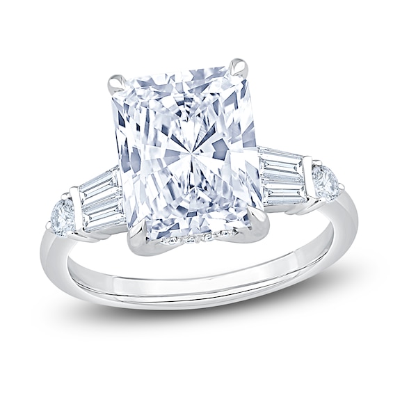 Radiant-Cut Lab-Grown Diamond Hidden Halo Engagement Ring 4-3/4 ct tw Platinum