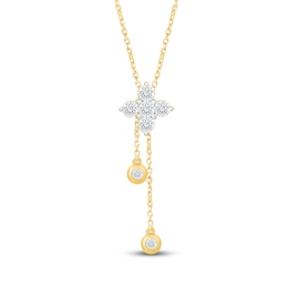 Jared Signature Lab-Grown Diamond Flower Lariat Necklace 5/8 ct tw 14K Yellow Gold 26"
