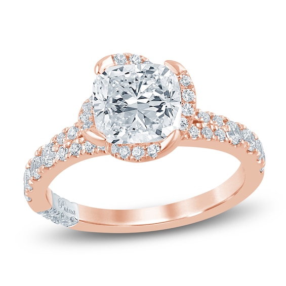 Pnina Tornai Certified Cushion-Cut Lab-Grown Diamond Rose Halo Engagement Ring 2-1/2 ct tw 14K Rose Gold