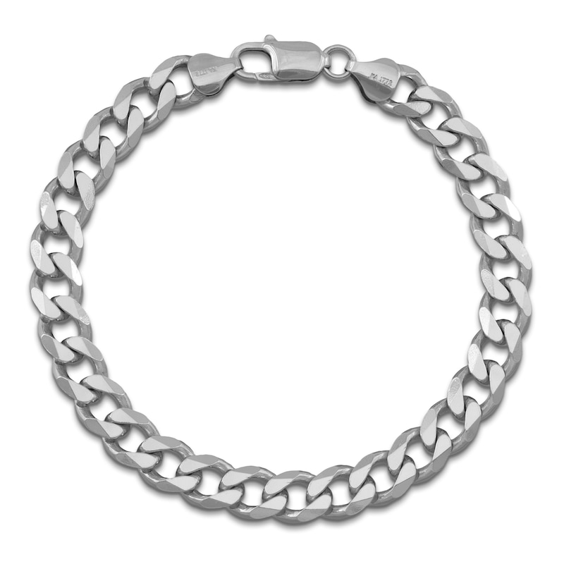 Main Image 1 of 8.5mm Diamond-Cut Miami Cuban Curb Chain Bracelet Solid Sterling Silver 8.5"