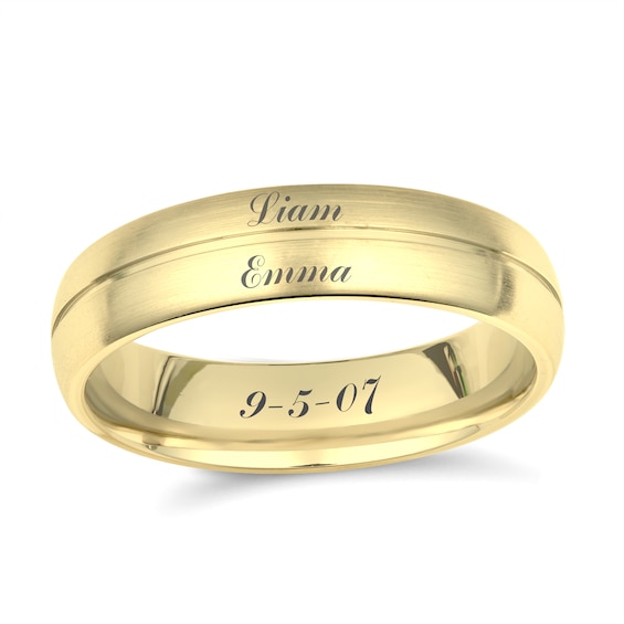Engravable Single Groove Wedding Band (3 Lines)