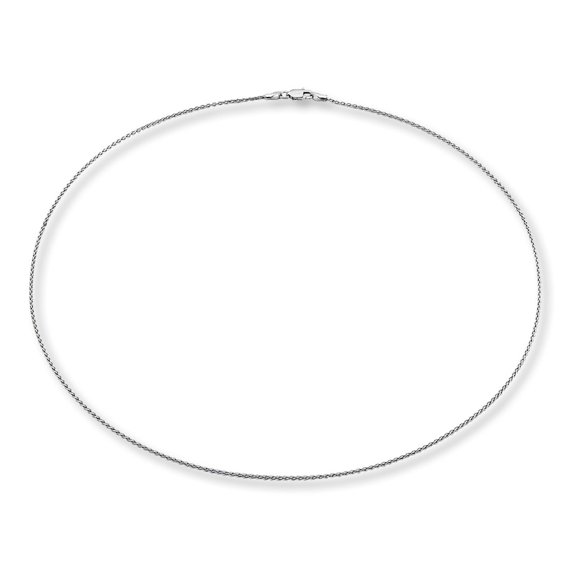 Solid Wheat Chain 14K White Gold 18" Length 1mm