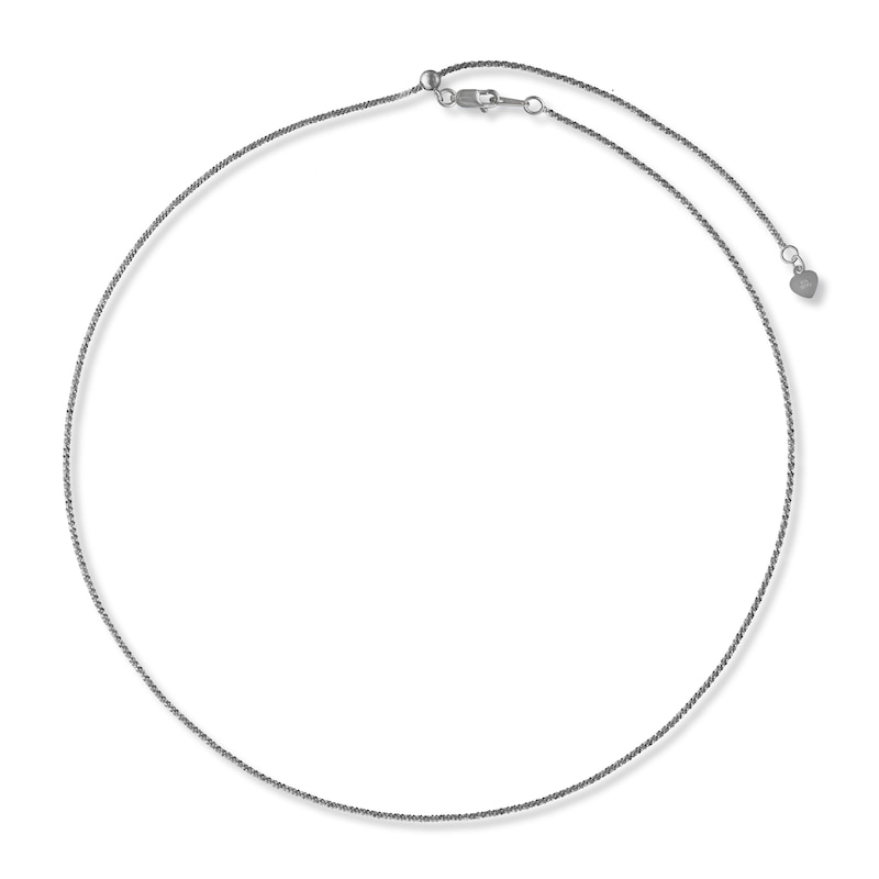 Main Image 1 of Solid Criss Cross Chain 14K White Gold Adjustable 16"-20" Length 1.4mm