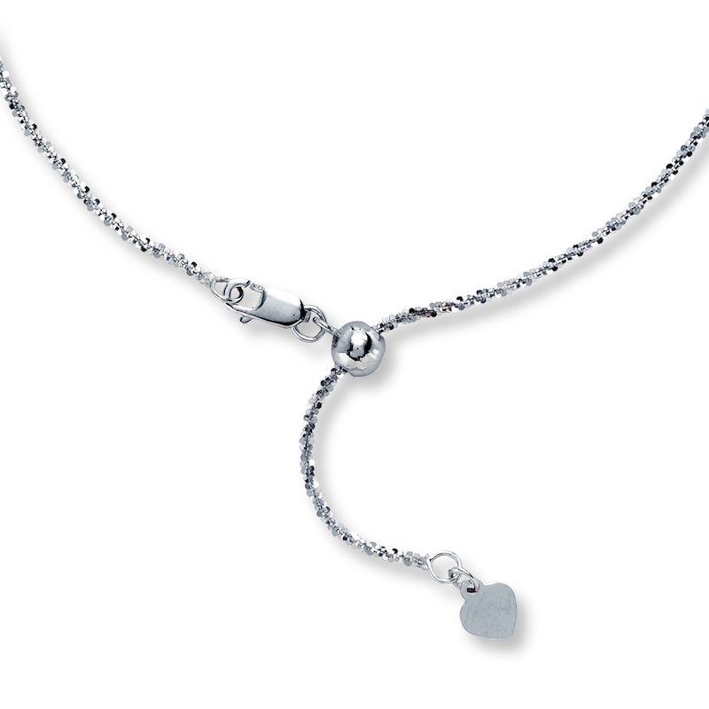 Main Image 2 of Solid Criss Cross Chain 14K White Gold Adjustable 16"-20" Length 1.4mm