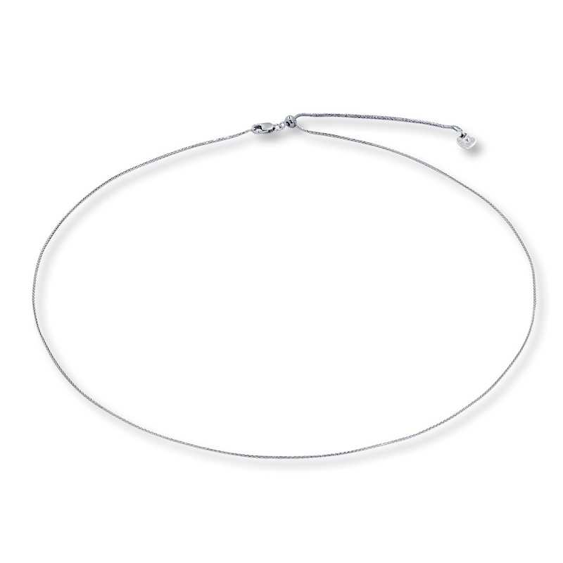 Main Image 2 of Adjustable Solid Wheat Chain 14K White Gold 16"-20" Length 0.85mm