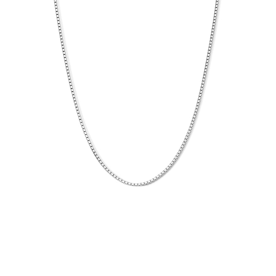 Adjustable Solid Box Chain 14K White Gold 16"-20" Length 1.1mm