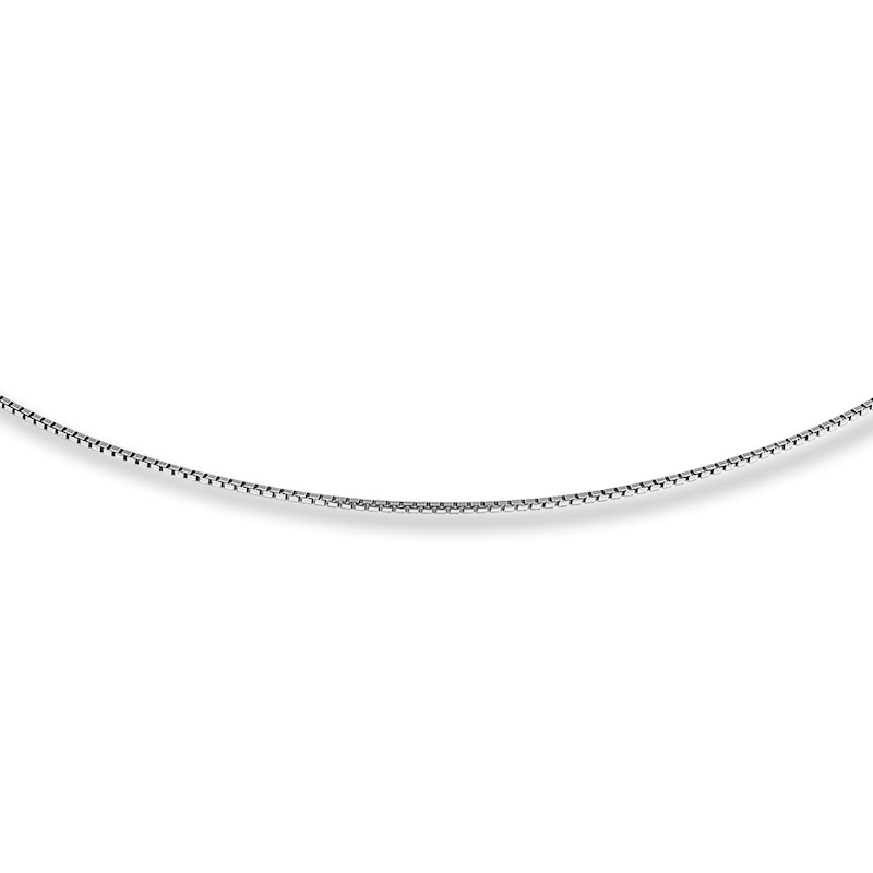 Adjustable Solid Box Chain 14K White Gold 16"-20" Length 1mm