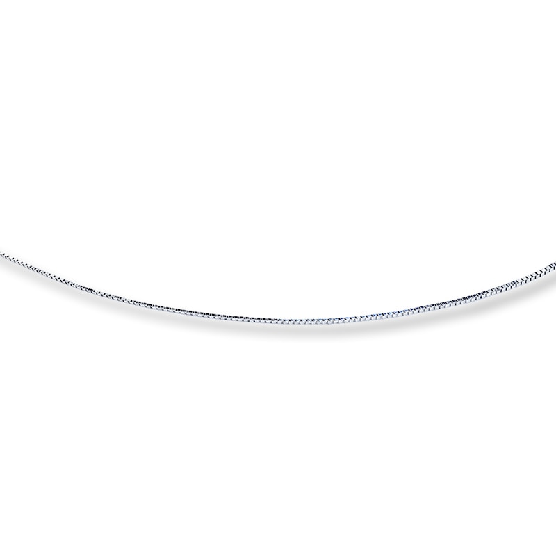 Adjustable Solid Box Chain 14K White Gold 16" - 20" Length 0.75mm