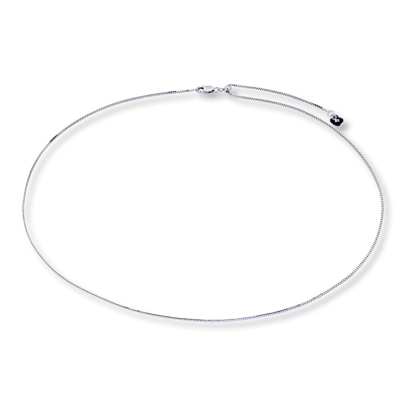 Main Image 2 of Adjustable Solid Box Chain 14K White Gold 16" - 20" Length 0.8mm