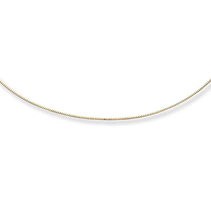 Adjustable Solid Box Chain 14K Yellow Gold 16"-20" Length 0.75mm